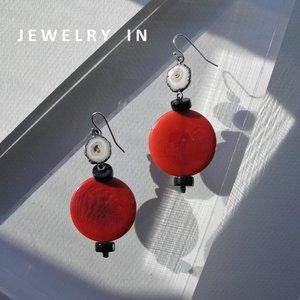 New Vegetable Ivory with  natural agate sterling silver handmade earring